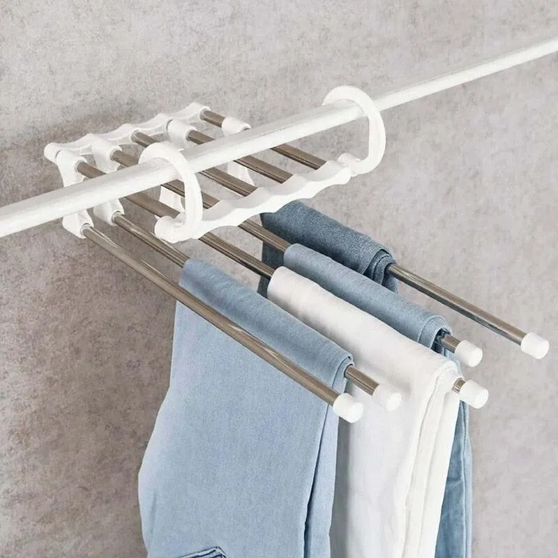 Adjustable 5-in-1 Stainless Steel Trouser Organizer Rack