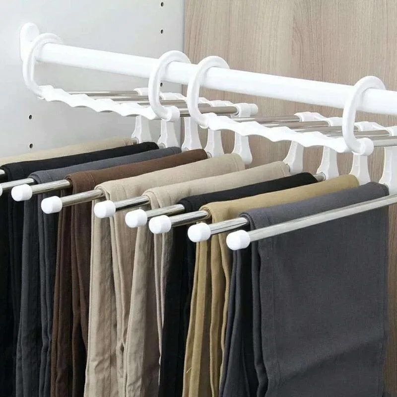 Adjustable 5-in-1 Stainless Steel Trouser Organizer Rack