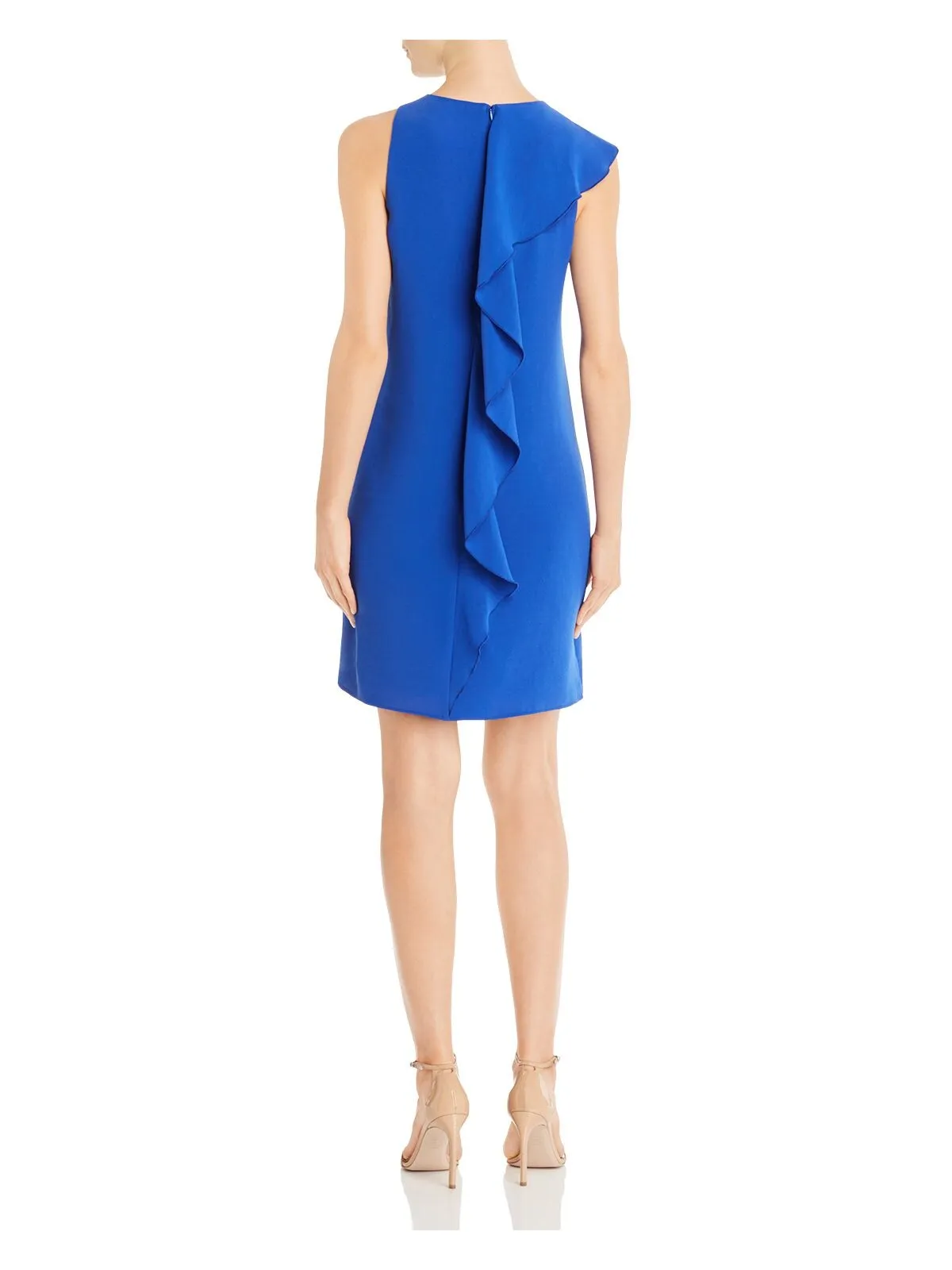 ADRIANNA PAPELL Womens Blue Sleeveless V Neck Above The Knee Cocktail Sheath Dress