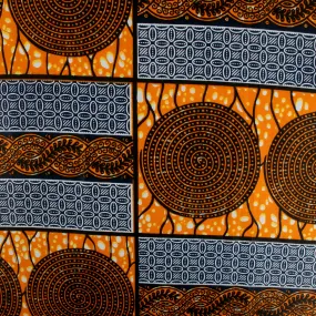 African Print - Cercles / Rectangles - Tangerine