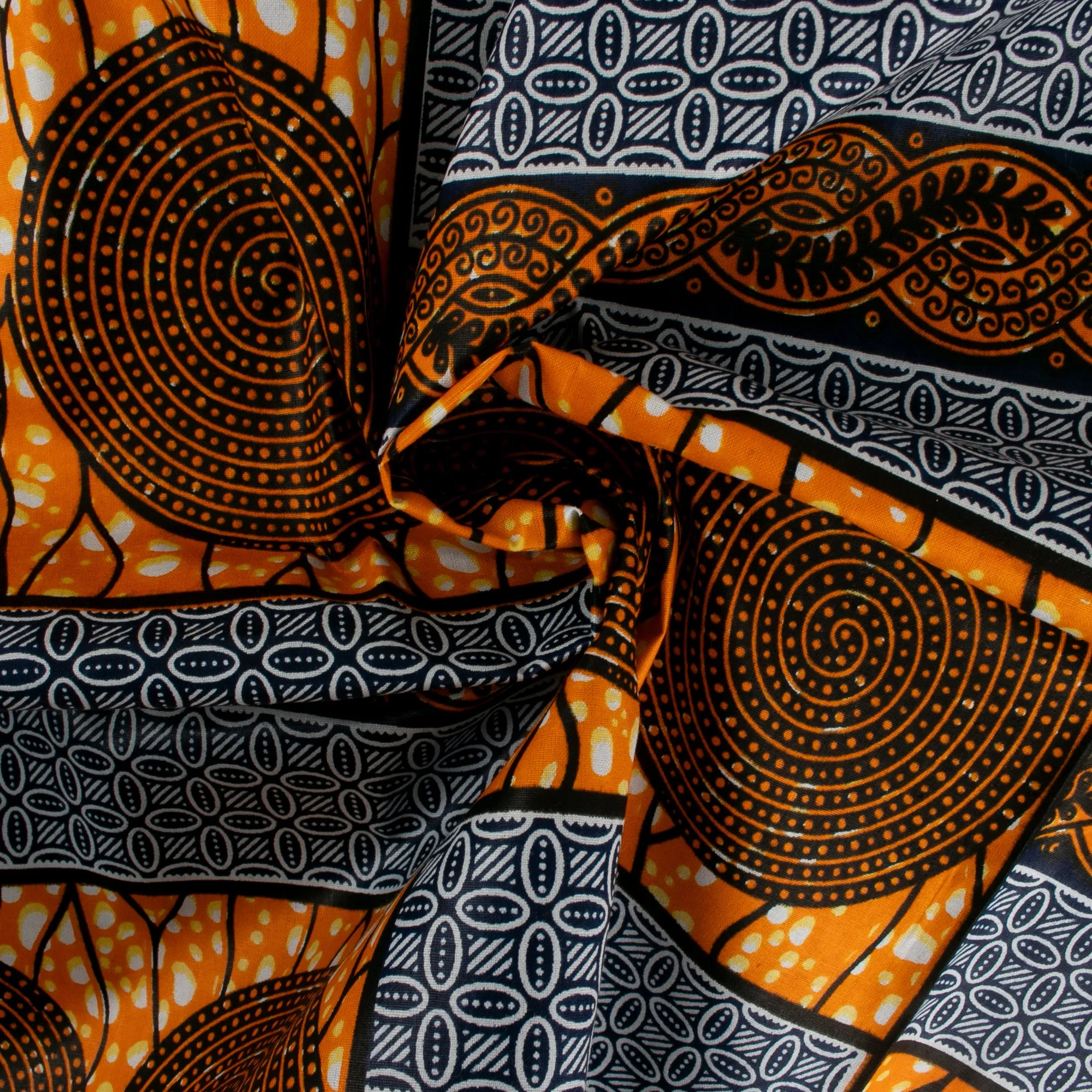 African Print - Cercles / Rectangles - Tangerine