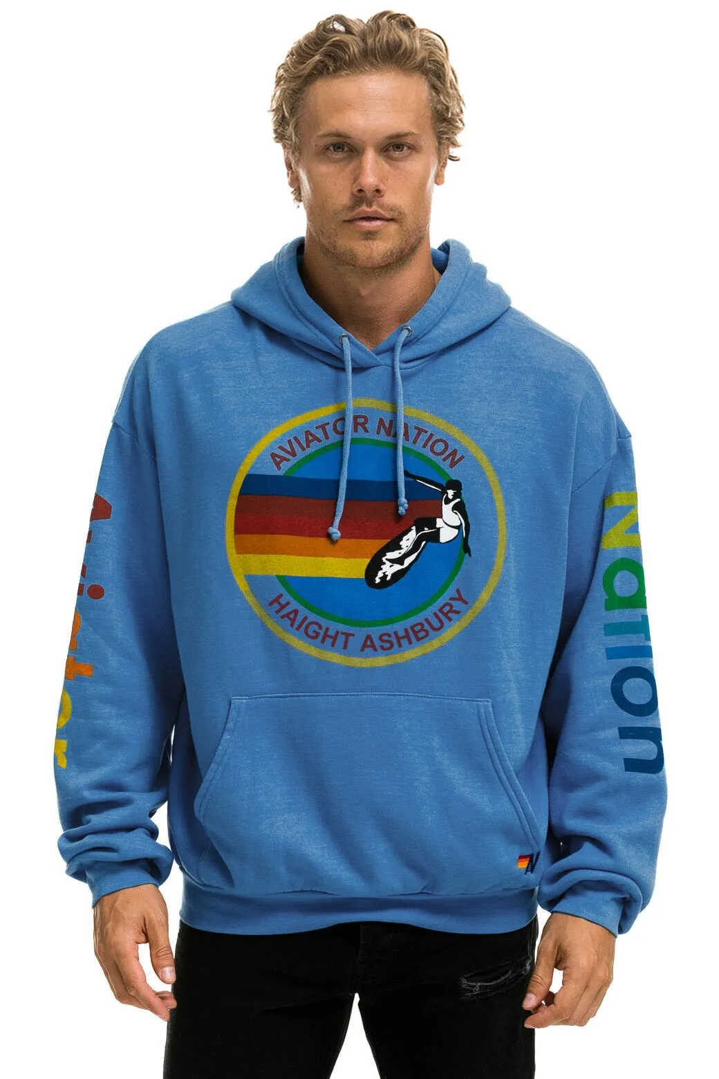 AVIATOR NATION HAIGHT ASHBURY RELAXED PULLOVER HOODIE - COBALT