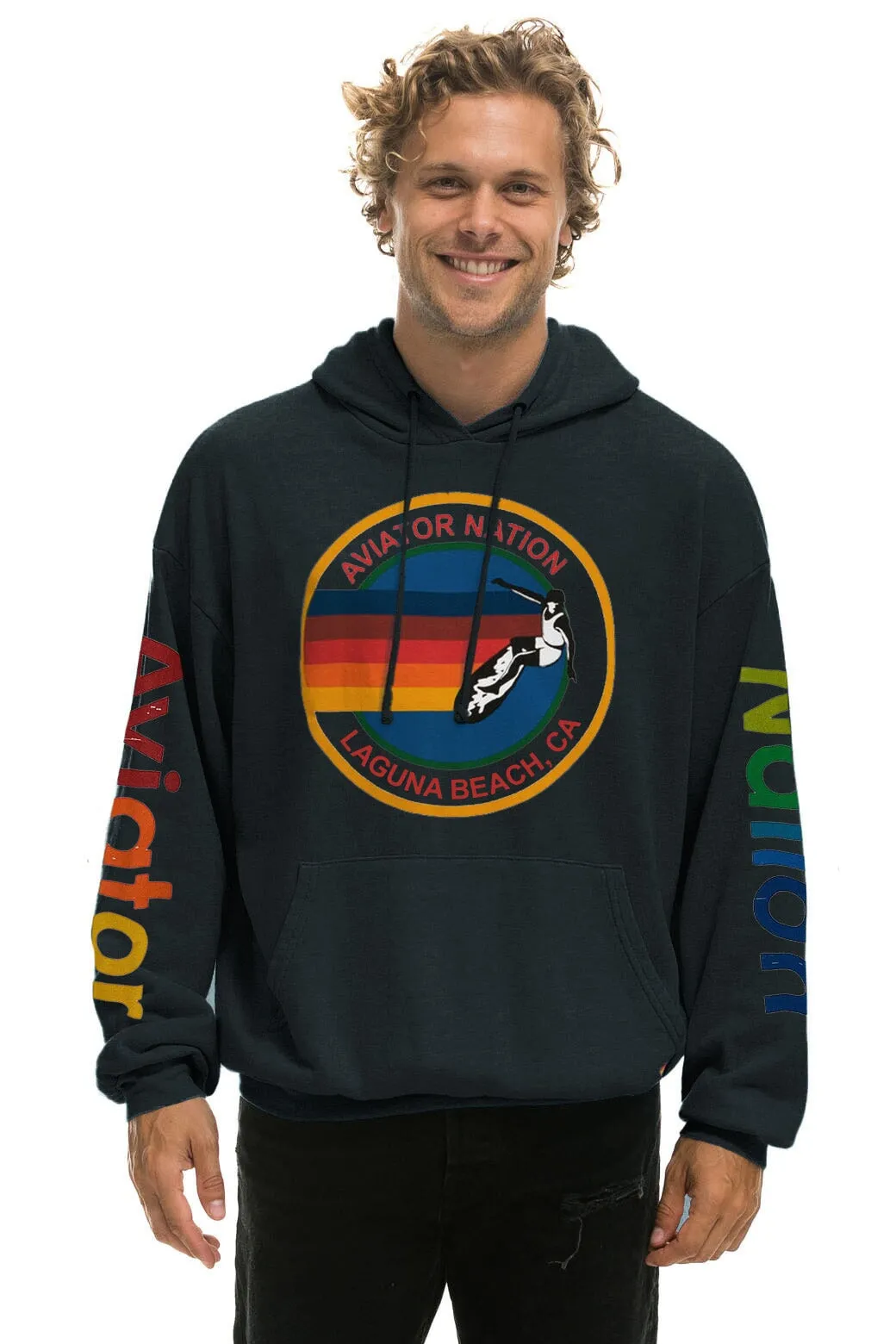 AVIATOR NATION LAGUNA BEACH RELAXED PULLOVER HOODIE - CHARCOAL