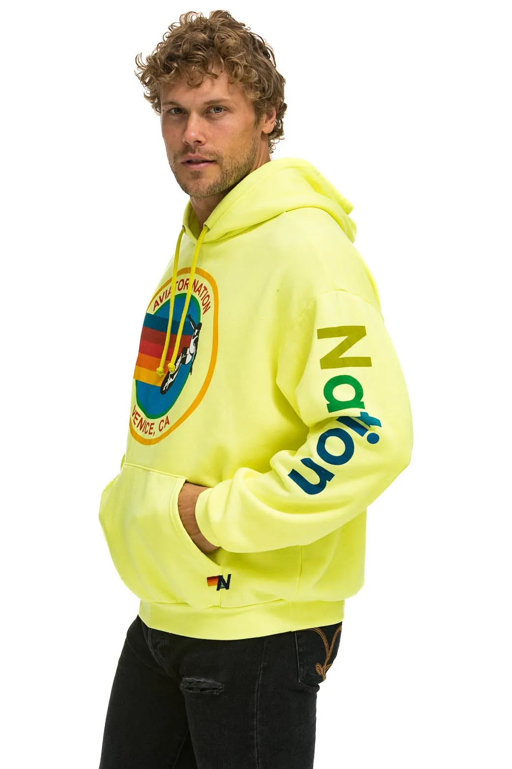 AVIATOR NATION  RELAXED PULLOVER HOODIE - NEON YELLOW