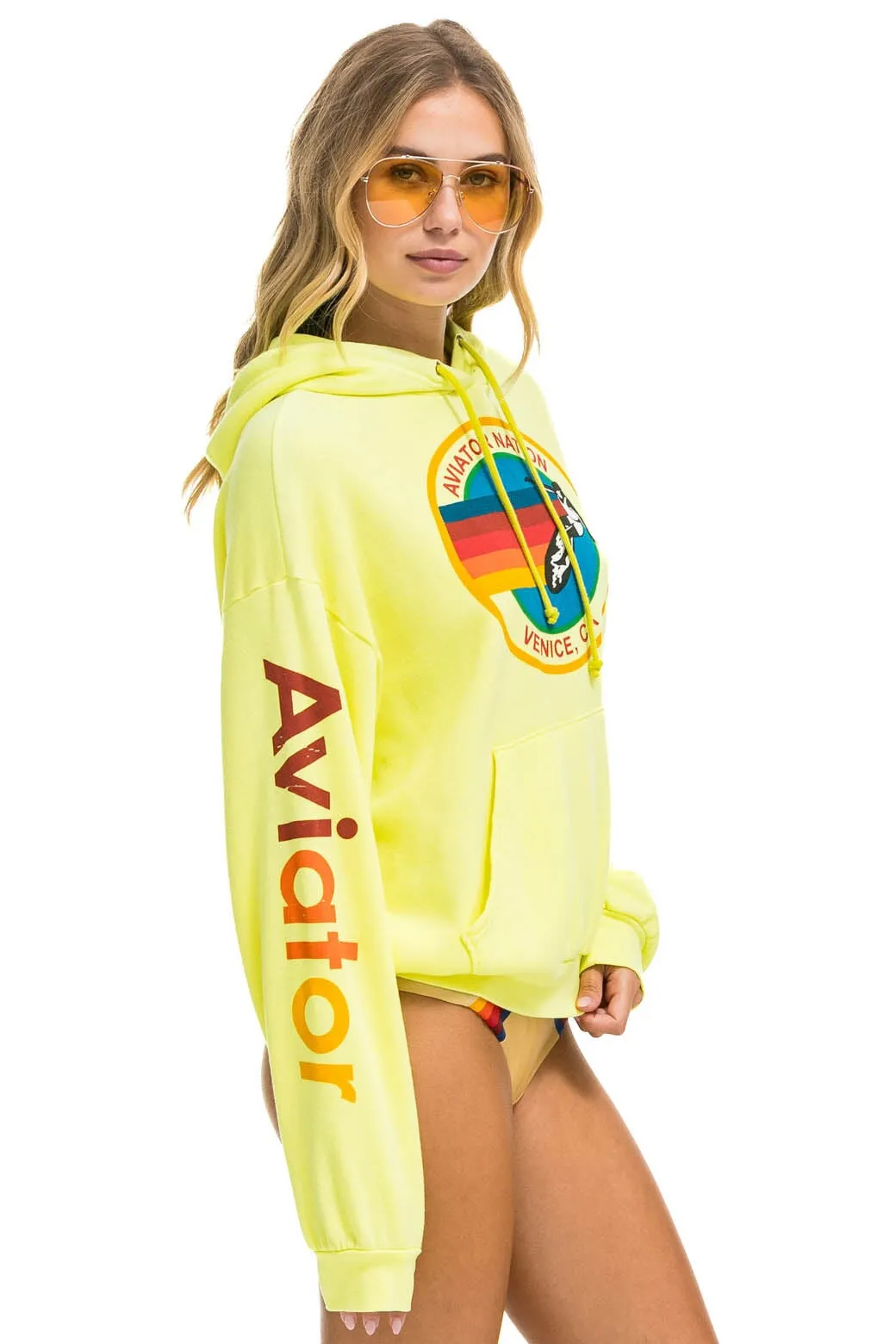 AVIATOR NATION  RELAXED PULLOVER HOODIE - NEON YELLOW