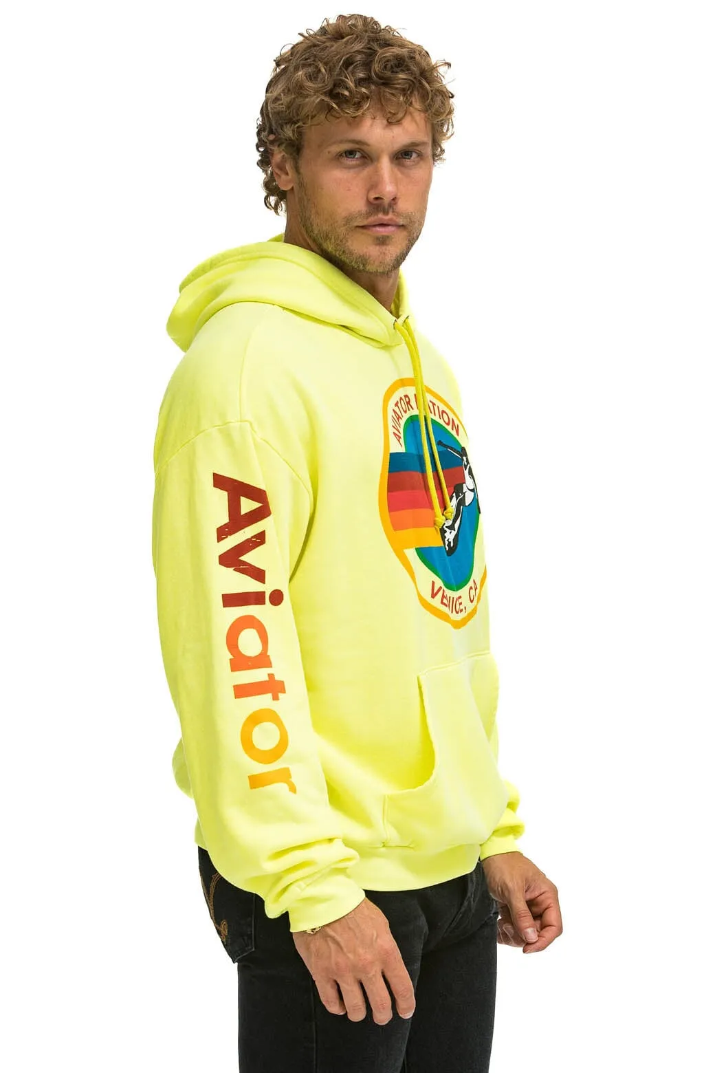 AVIATOR NATION  RELAXED PULLOVER HOODIE - NEON YELLOW