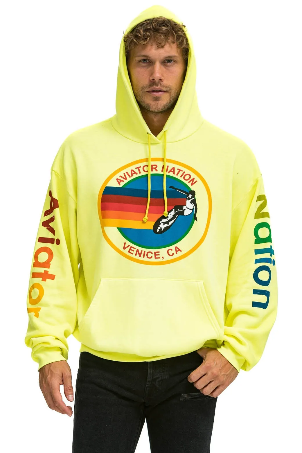 AVIATOR NATION  RELAXED PULLOVER HOODIE - NEON YELLOW