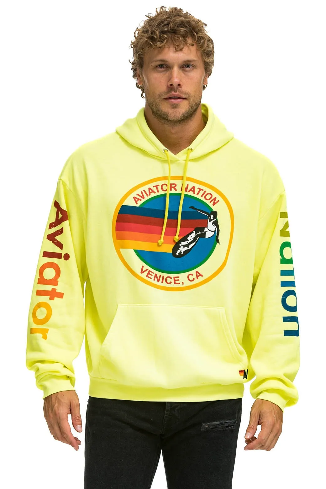 AVIATOR NATION  RELAXED PULLOVER HOODIE - NEON YELLOW