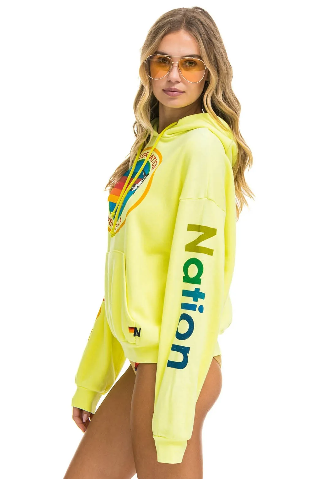 AVIATOR NATION  RELAXED PULLOVER HOODIE - NEON YELLOW