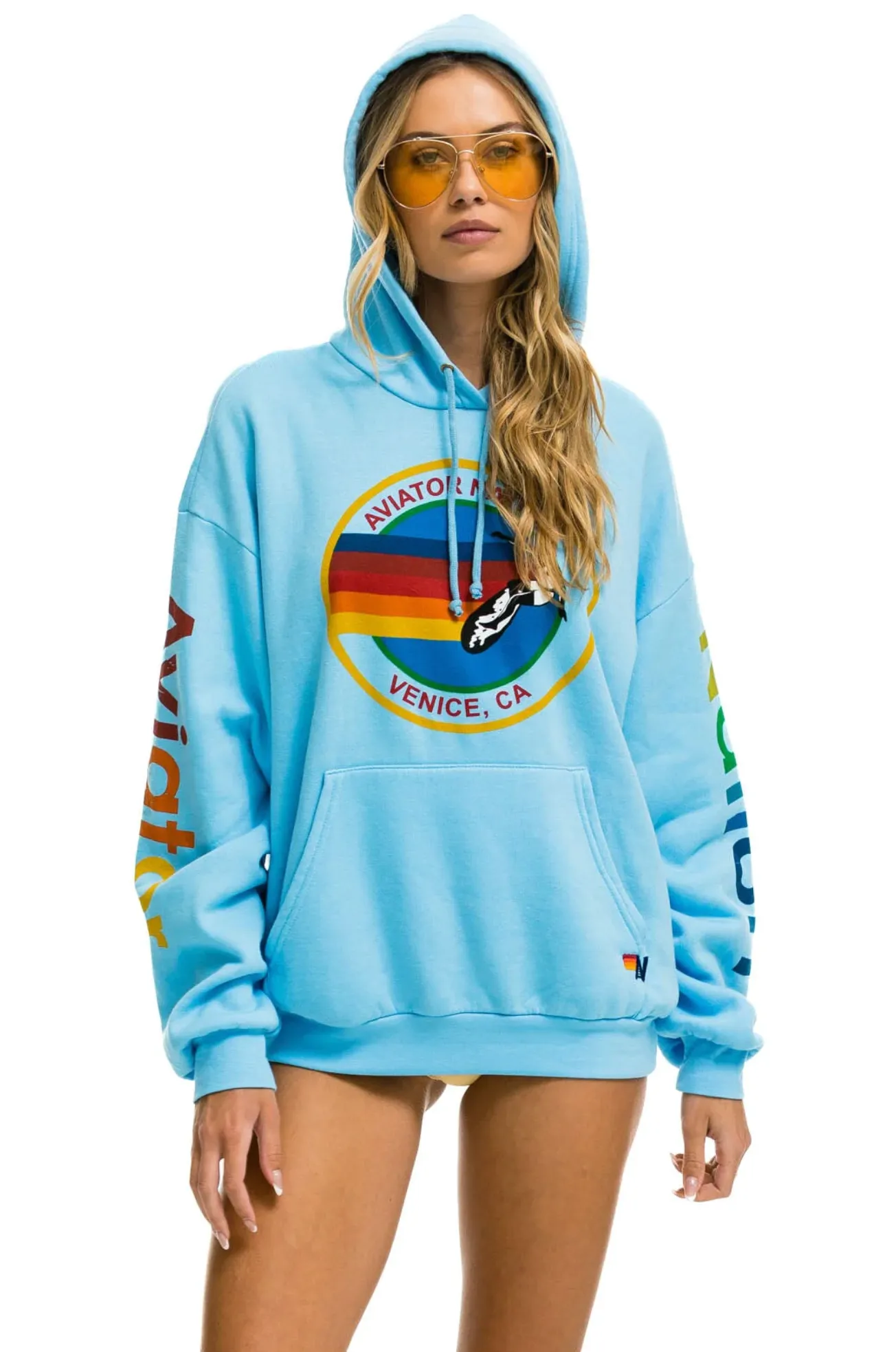 AVIATOR NATION UNISEX RELAXED PULLOVER HOODIE - SKY