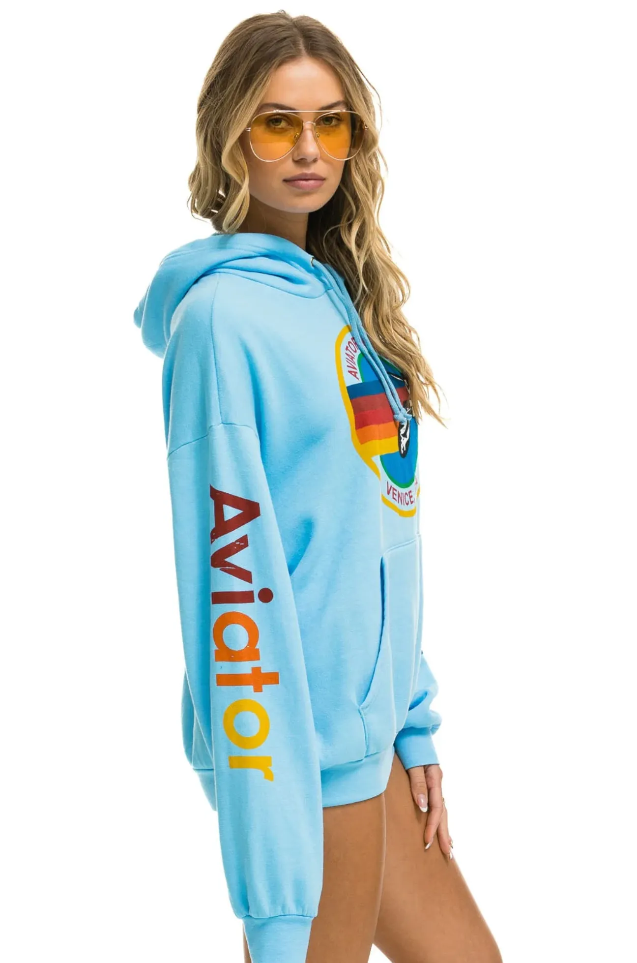 AVIATOR NATION UNISEX RELAXED PULLOVER HOODIE - SKY