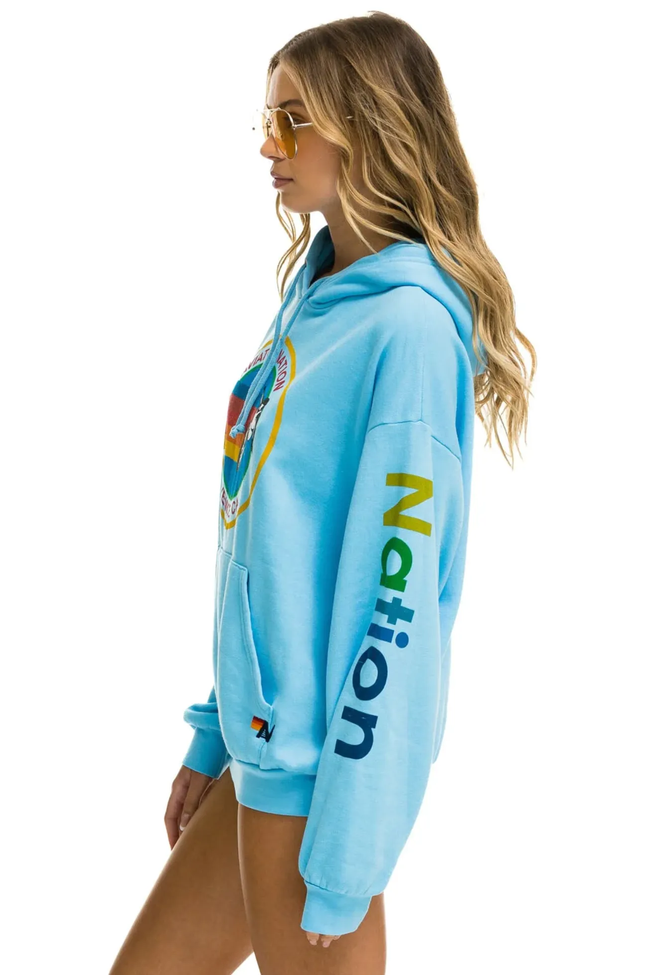 AVIATOR NATION UNISEX RELAXED PULLOVER HOODIE - SKY