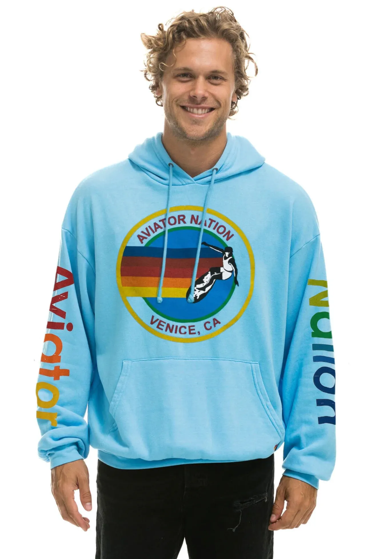 AVIATOR NATION UNISEX RELAXED PULLOVER HOODIE - SKY