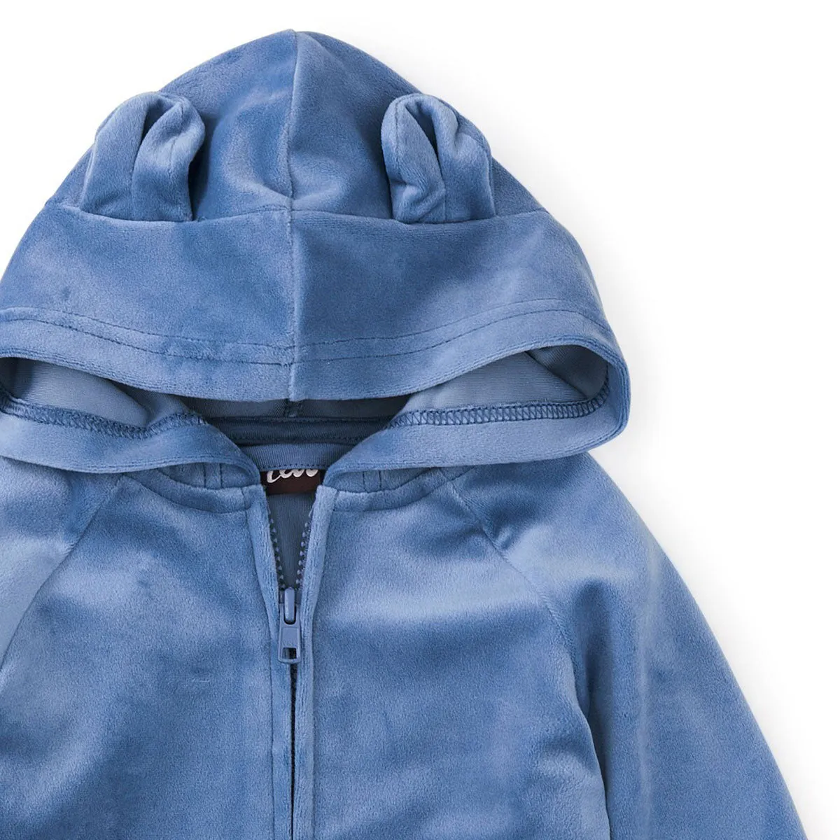 Bear Ears Velour Baby Hoodie - Coronet Blue - FINAL SALE