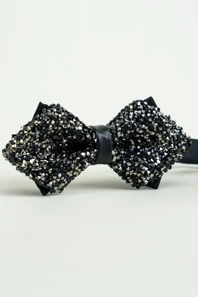 Black Rhinestones Adjustable Party Bow Ties