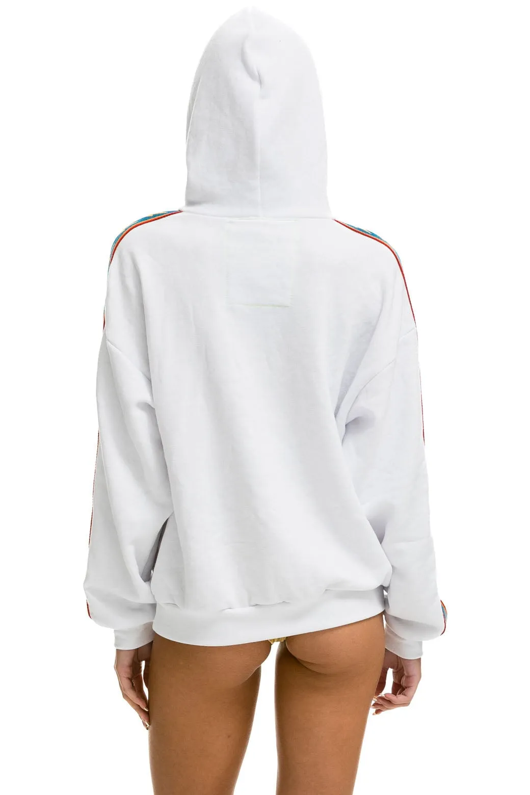 BOLT STRIPE RELAXED PULLOVER HOODIE - WHITE