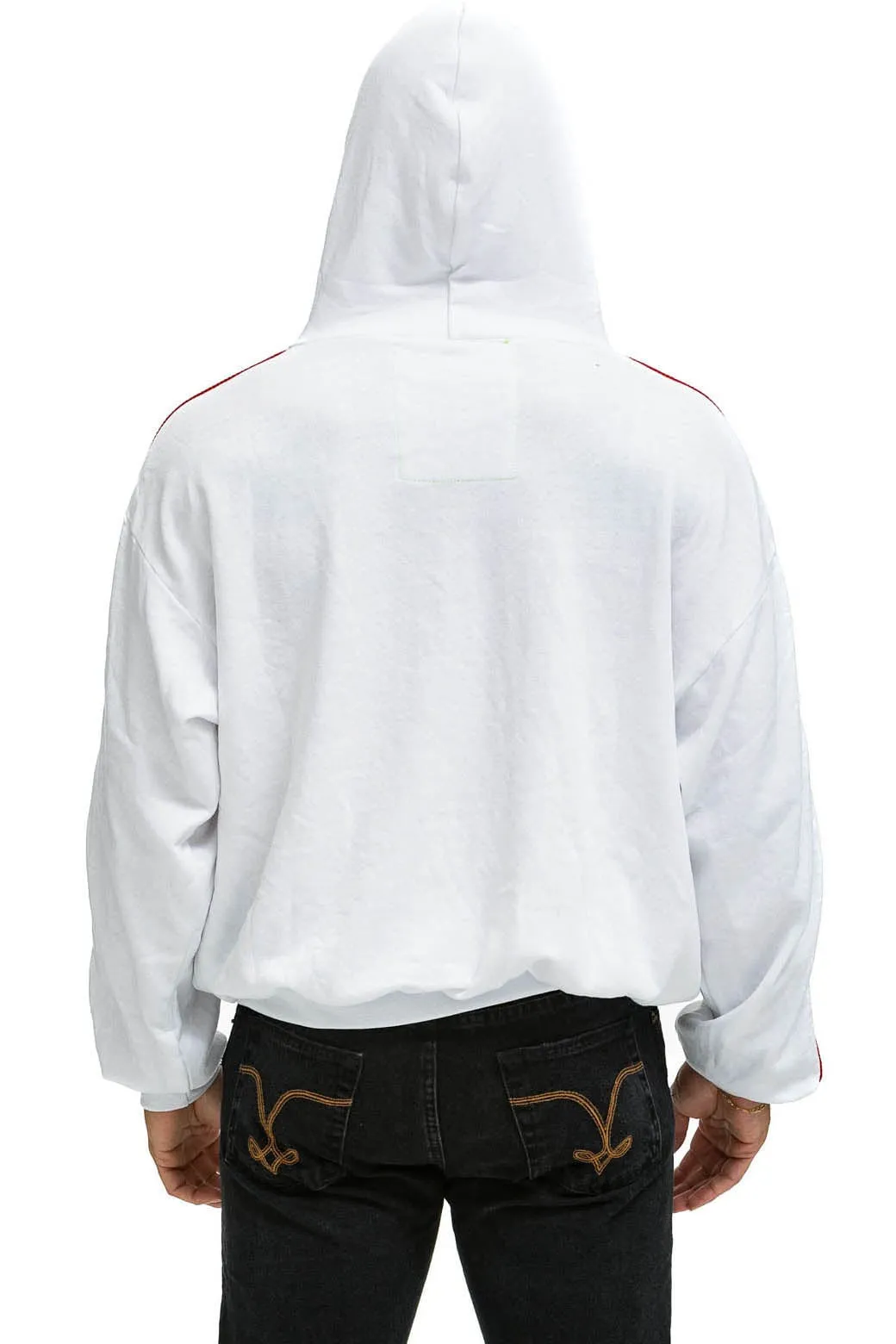 BOLT STRIPE RELAXED PULLOVER HOODIE - WHITE