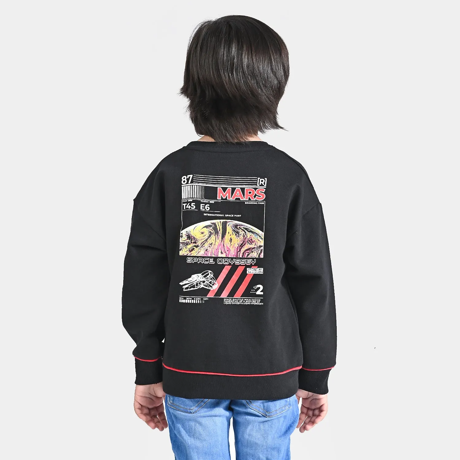 Boys Cotton Terry Sweatshirt Mars-Jet Black