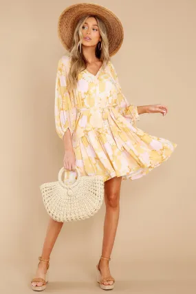 Brianna Smock Yellow Multi Mini Dress