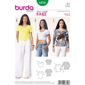 Burda B6820 Tops, Shirts, Blouses Sewing Pattern