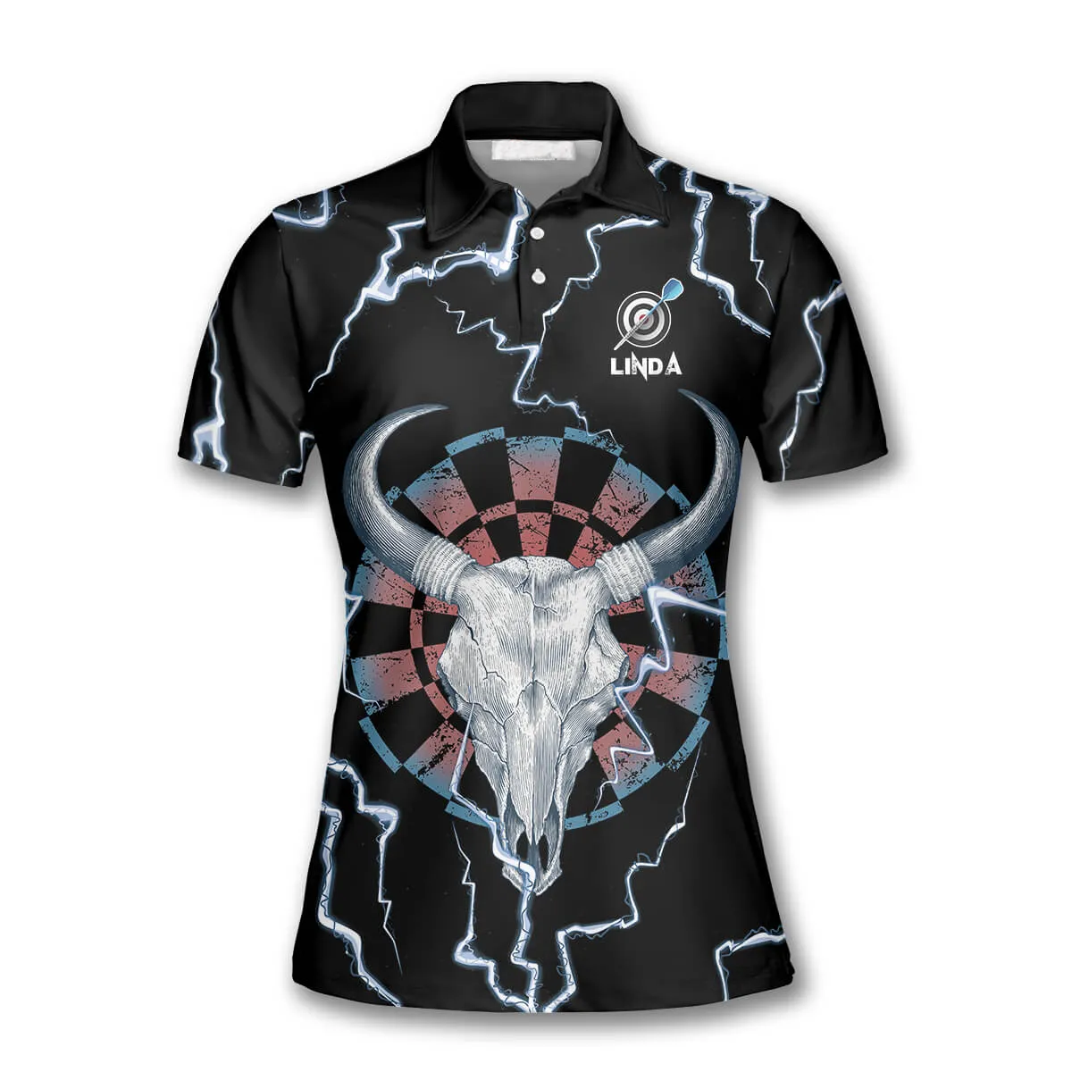 Darts Bullseye Thunder Skull Custom Darts Shirts for Women