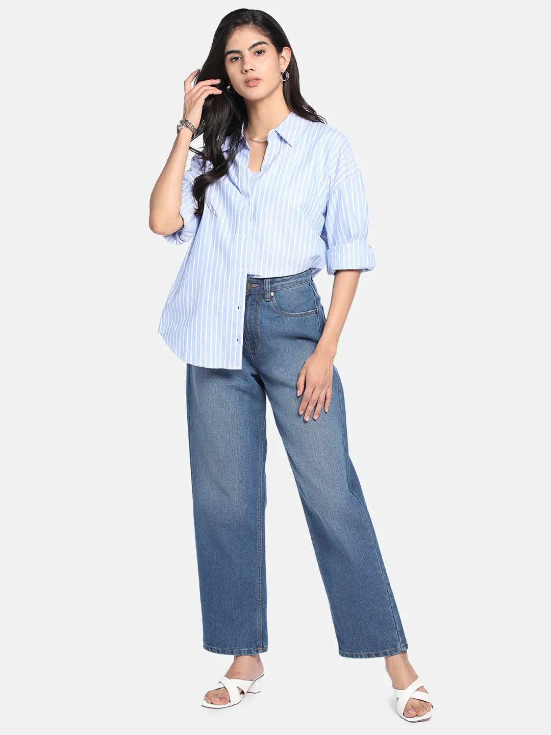 DL Woman Relaxed Fit High-Rise Light Fade Pure Cotton Jeans