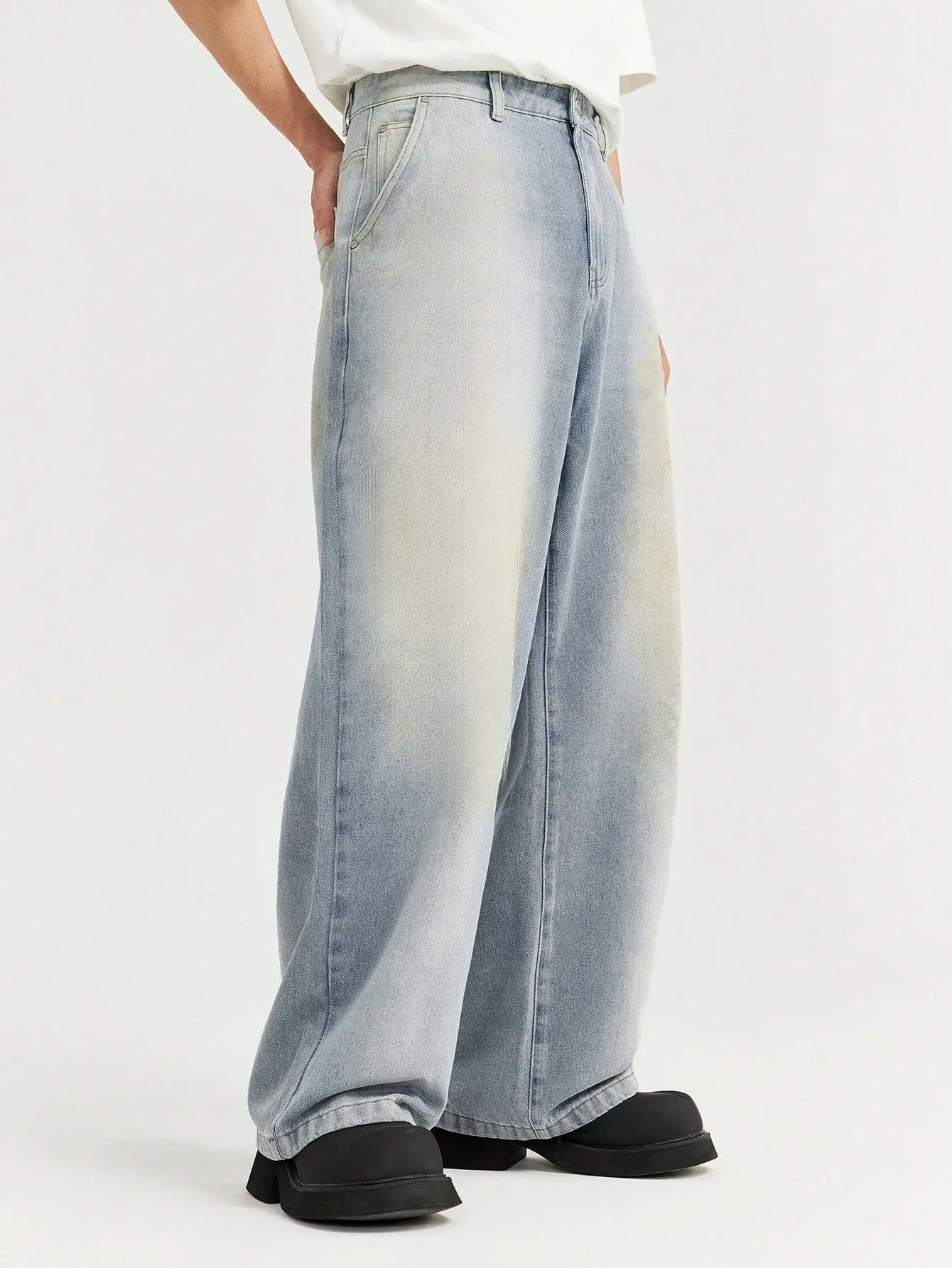 Dusty Calm Blue Wide Leg Jeans