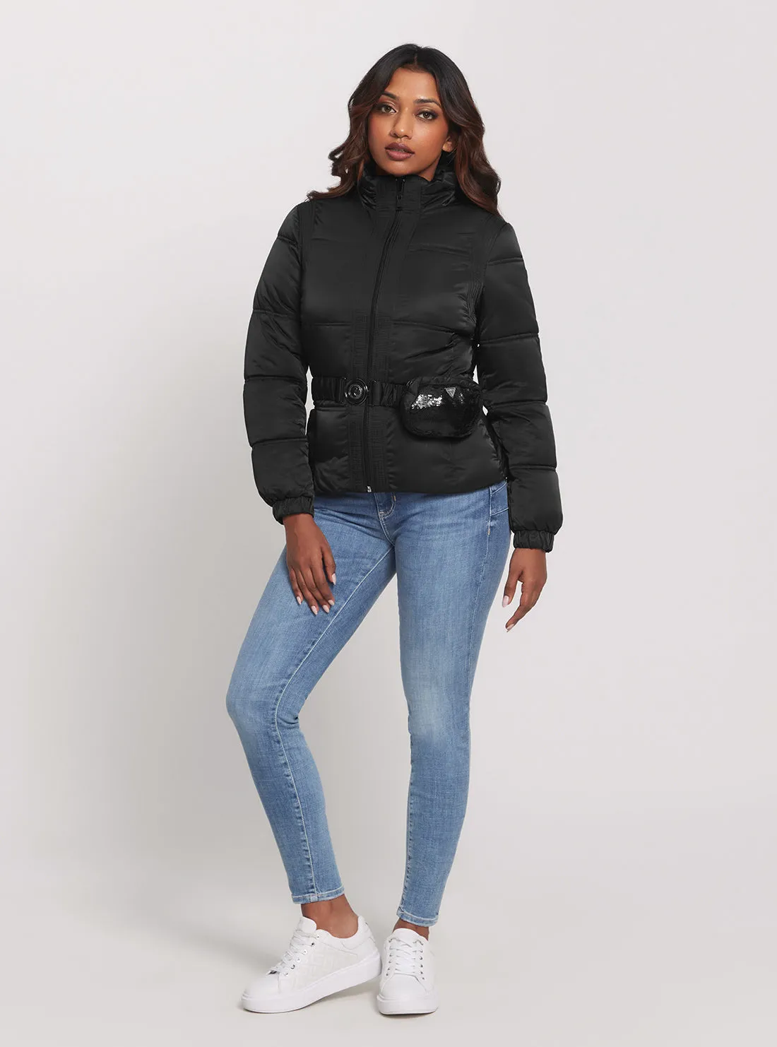 Eco Black Lucia Bum Bag Puffer Jacket