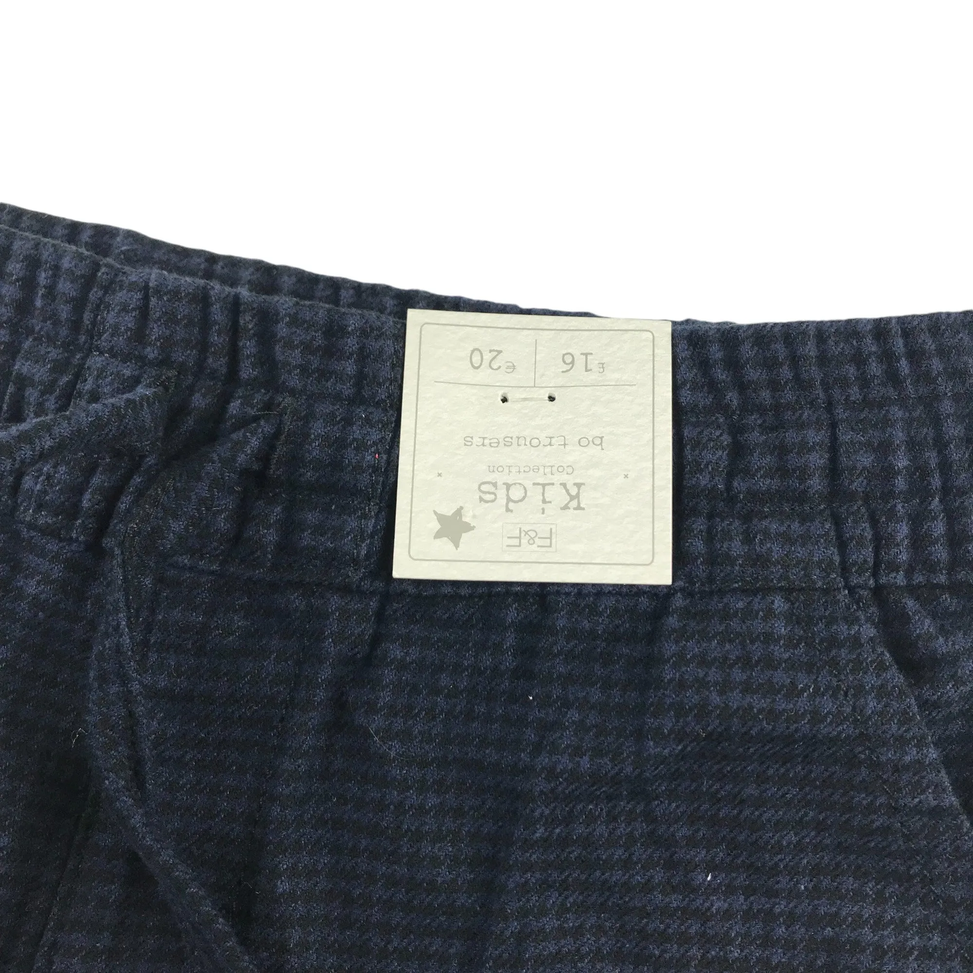 F&F trousers 12-13 years navy blue hounds tooth pattern pull up smart casual cotton