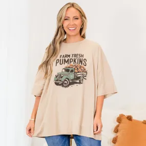 Farm Fresh Pumpkins Boyfriend Tee, Light Mocha