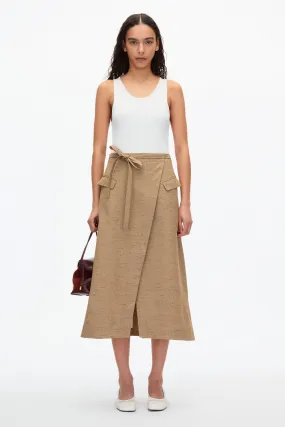 Faux Wrap Skirt with Tie Waist