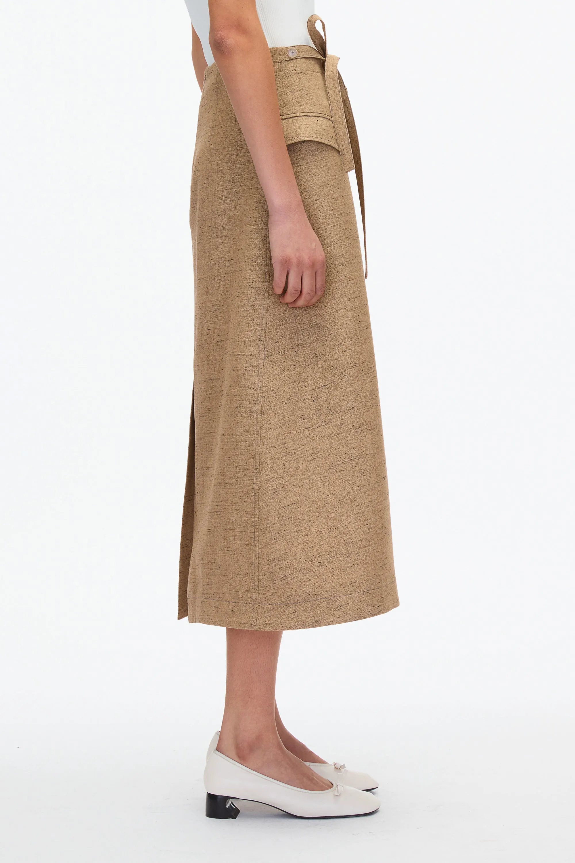 Faux Wrap Skirt with Tie Waist