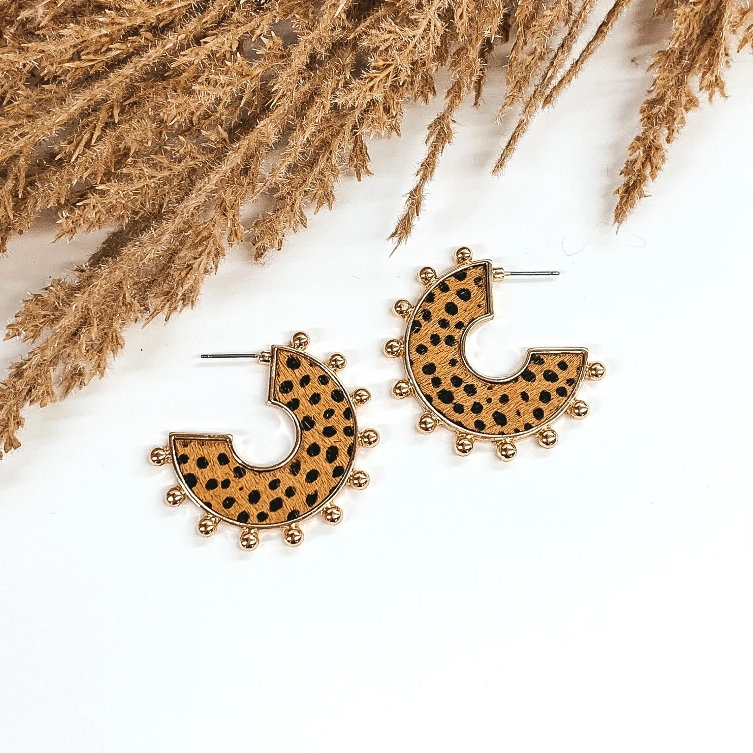 Flat Hoops with a Brown Dotted Print