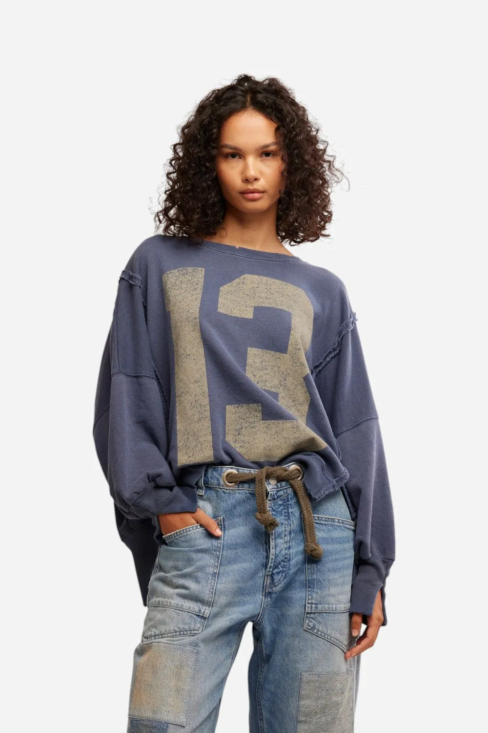 Free People Graphic Camden Pullover in Navy Combo 13