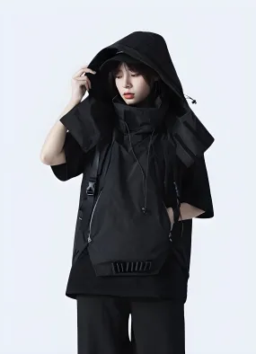 Functional Darkwear Cyberpunk Short Sleeve Jacket Women