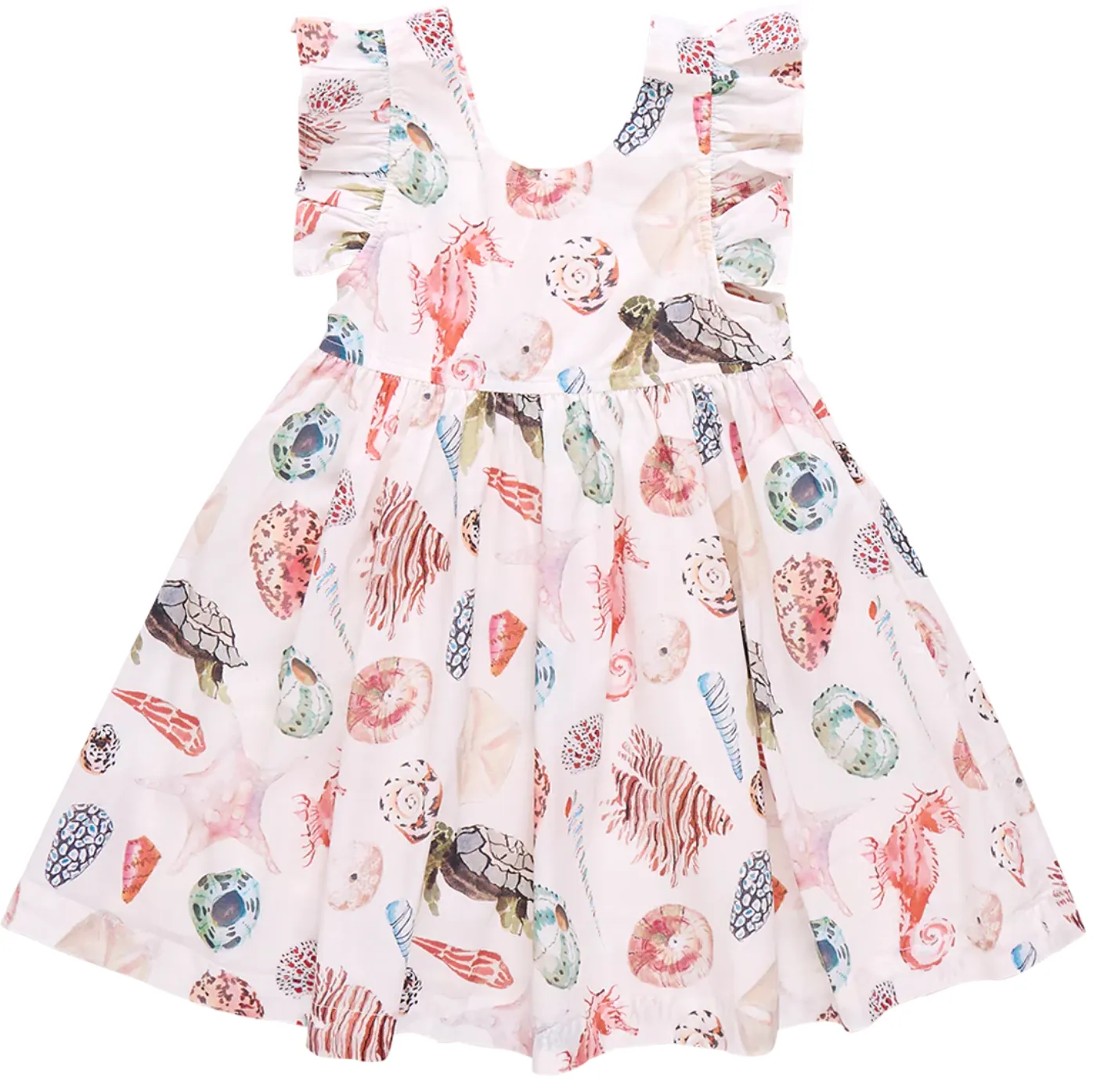 Girls Liv Dress - Watercolor Shells