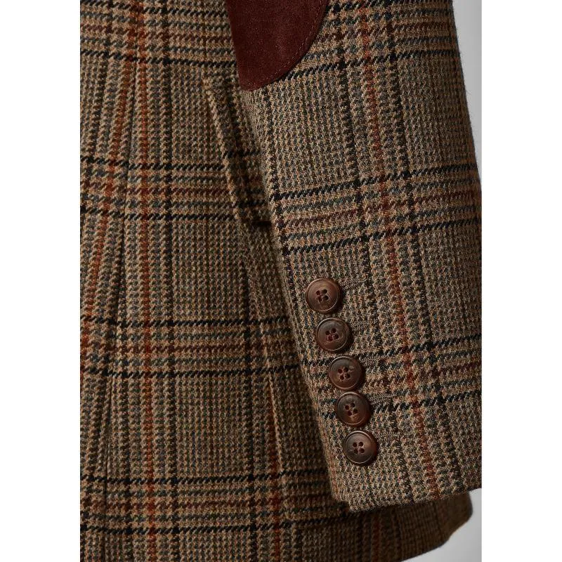 Holland Cooper Single Breasted Field Ladies Tweed Blazer - Bourbon