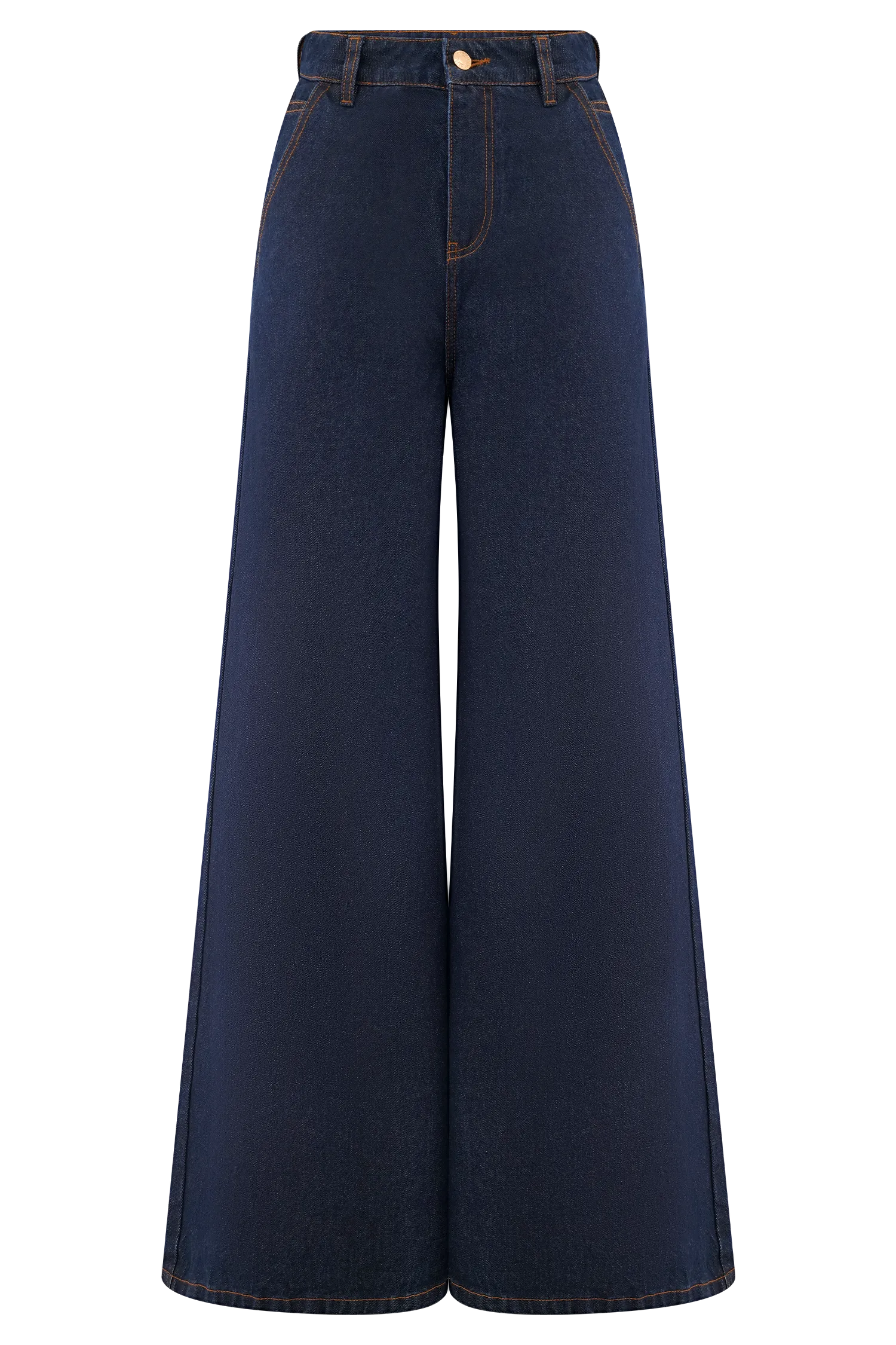 Jen Wide Leg Flare Denim Jeans - Indigo Blue