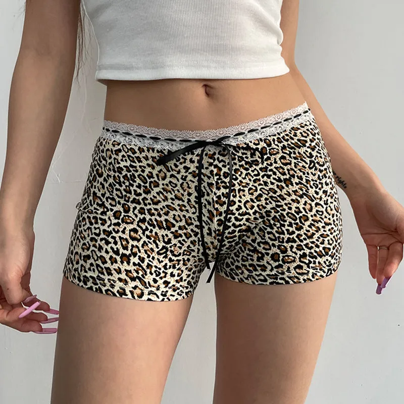 Kieran Leopard Lace Trim Shorts