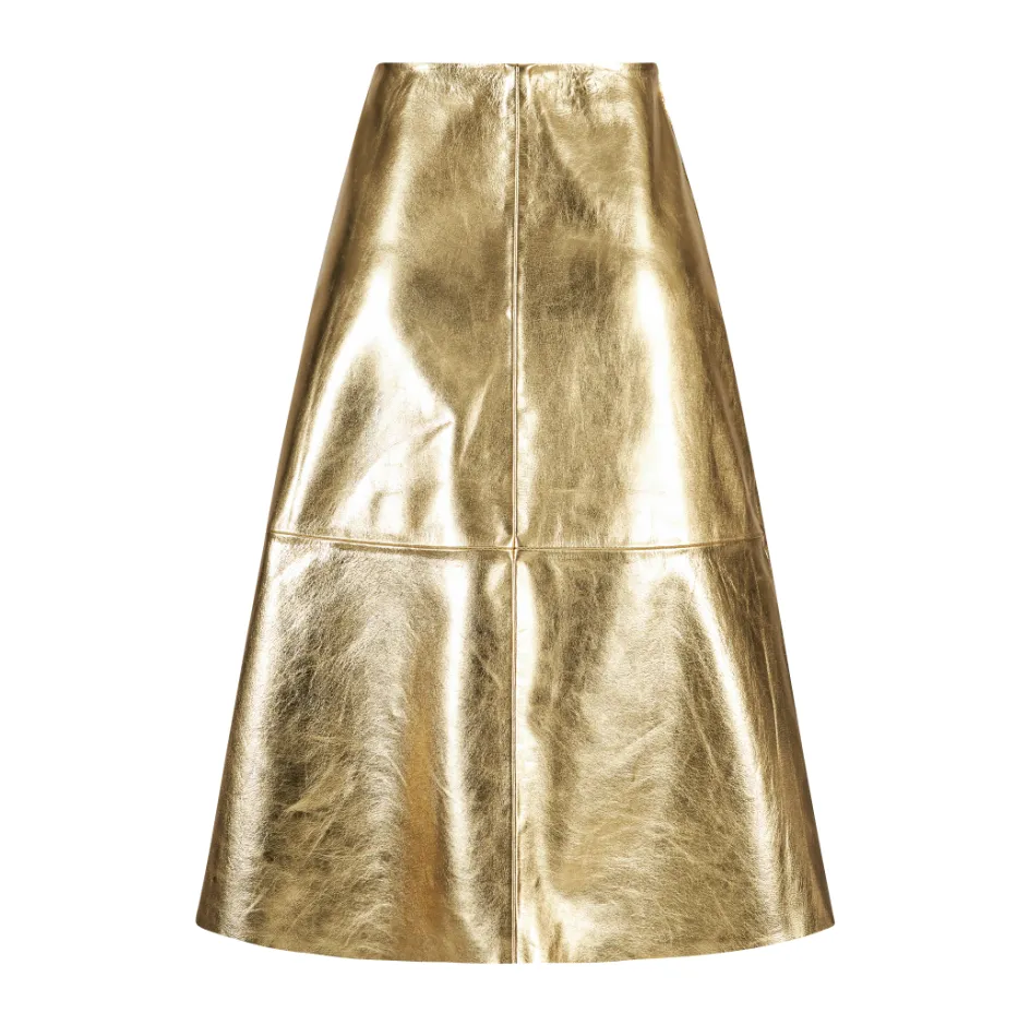 Leather skirt LEASK2152 Gold