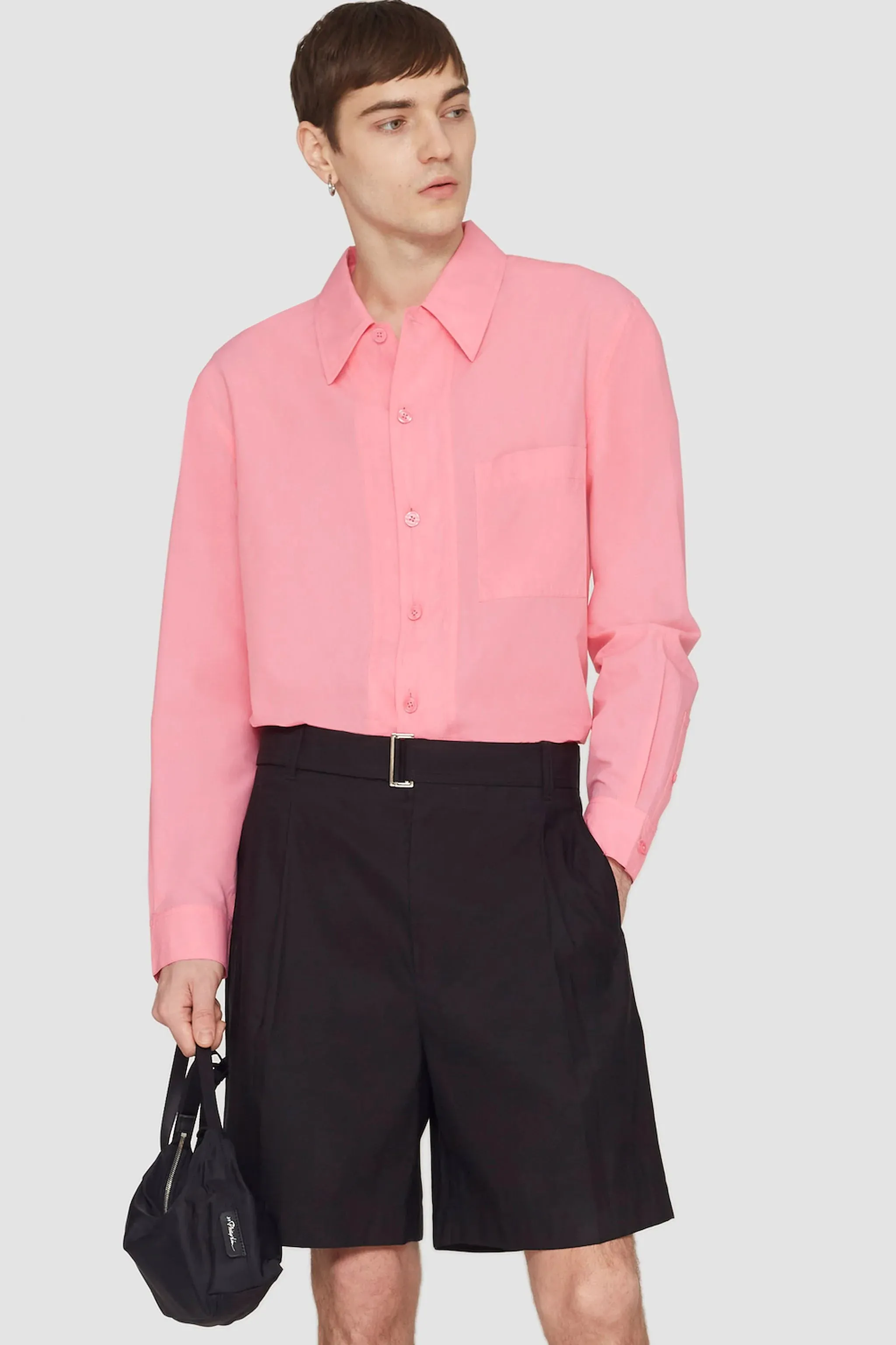 Long Sleeve Convertible Collar Sheer Shirt