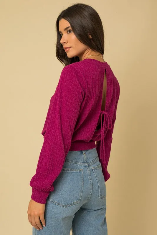 L/S Back Open Tie Top