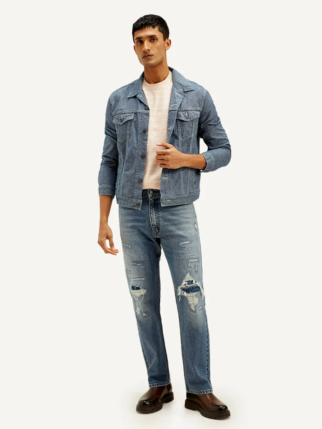 Men's 555 Relaxed Straight Fit Blue Jeans