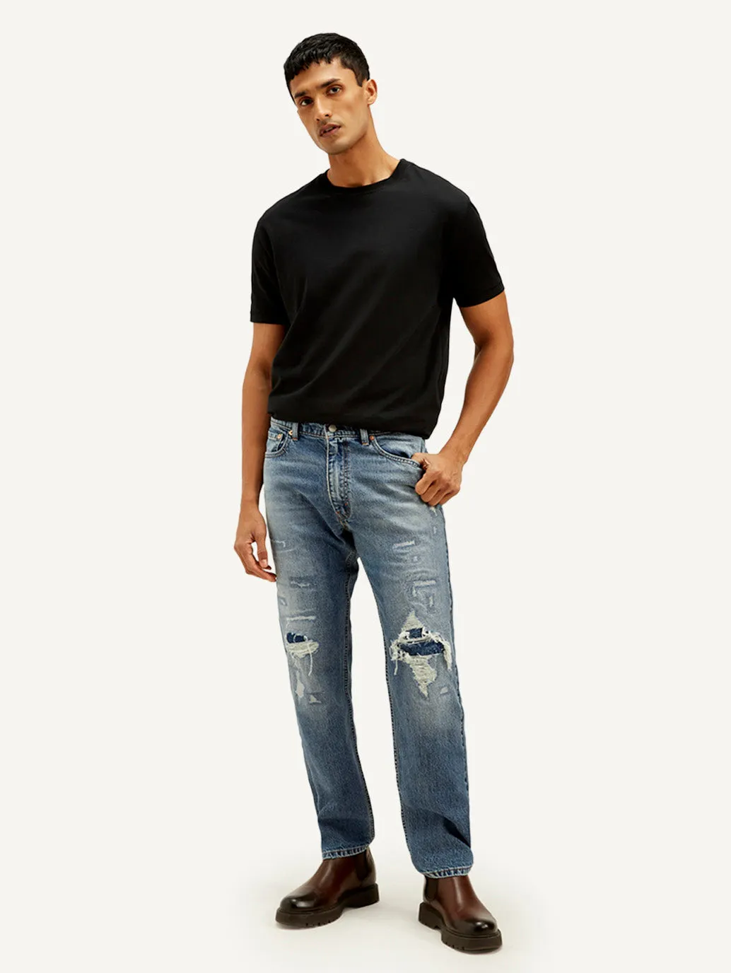 Men's 555 Relaxed Straight Fit Blue Jeans