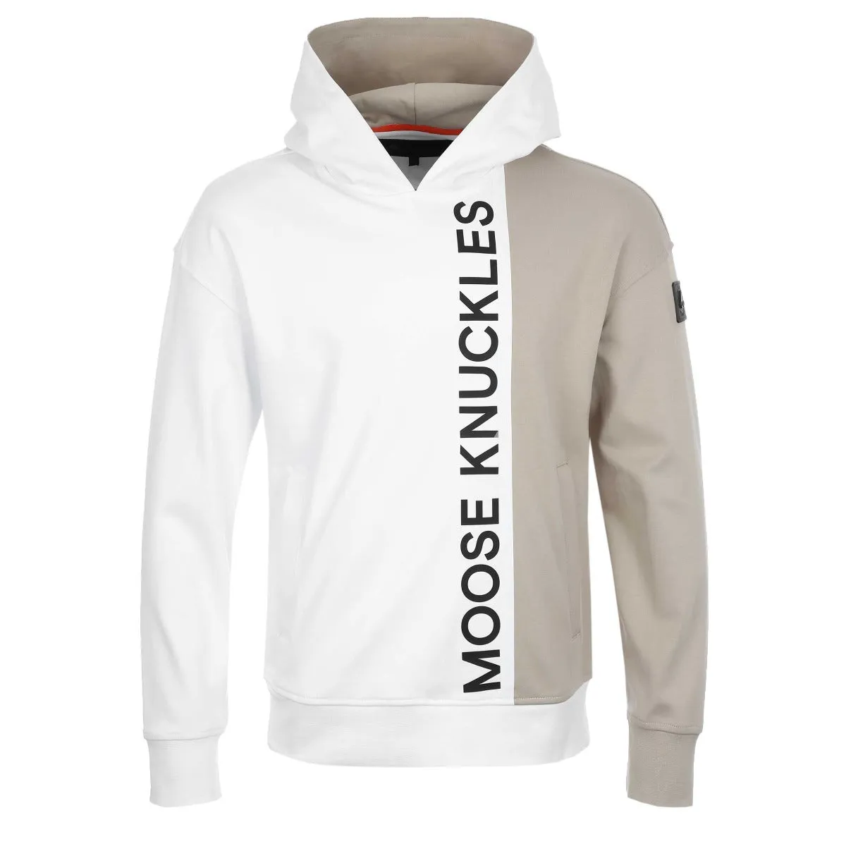 Moose Knuckles Vilano Hoody Sweat Top in White & Taupe