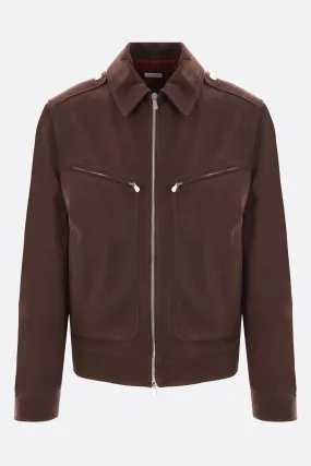 Nabuk Full-Zip Leather Jacket