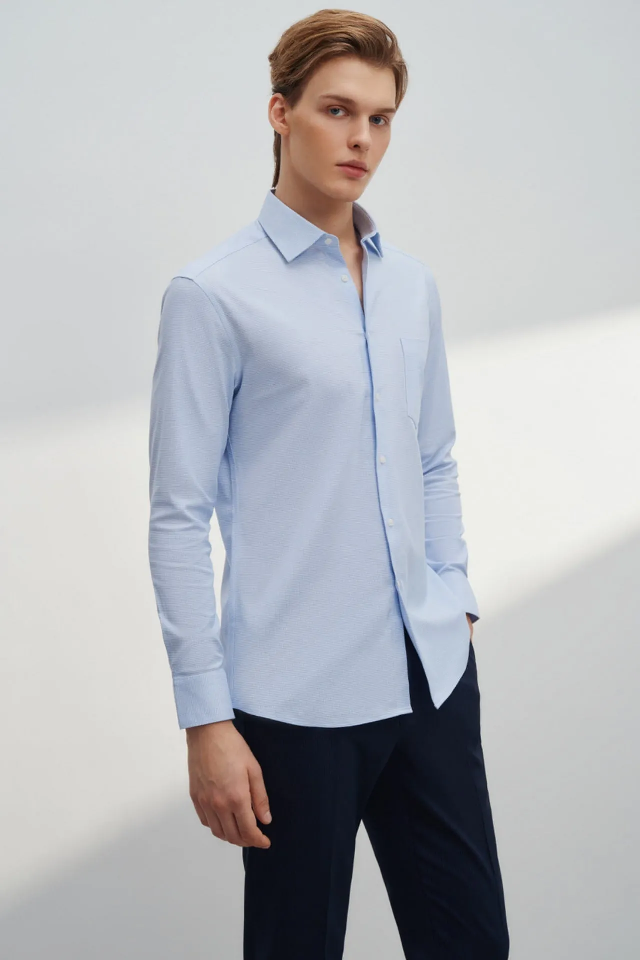 Non-Iron Easy Care Smart Fit  2-Tone Shirt with Pocket