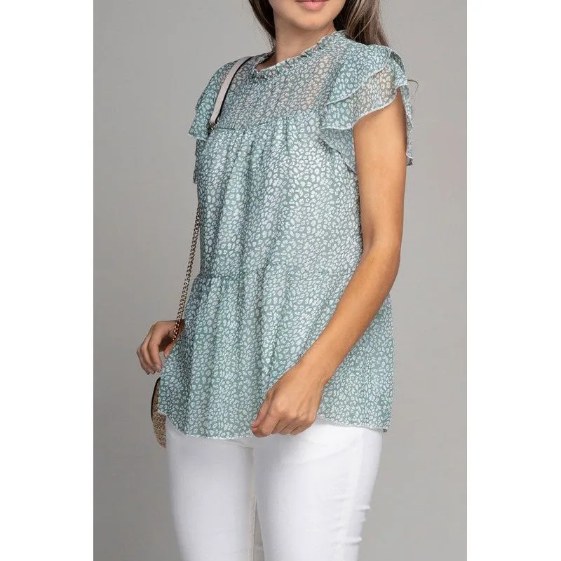 NUVI APPAREL Tiered chiffon blouse