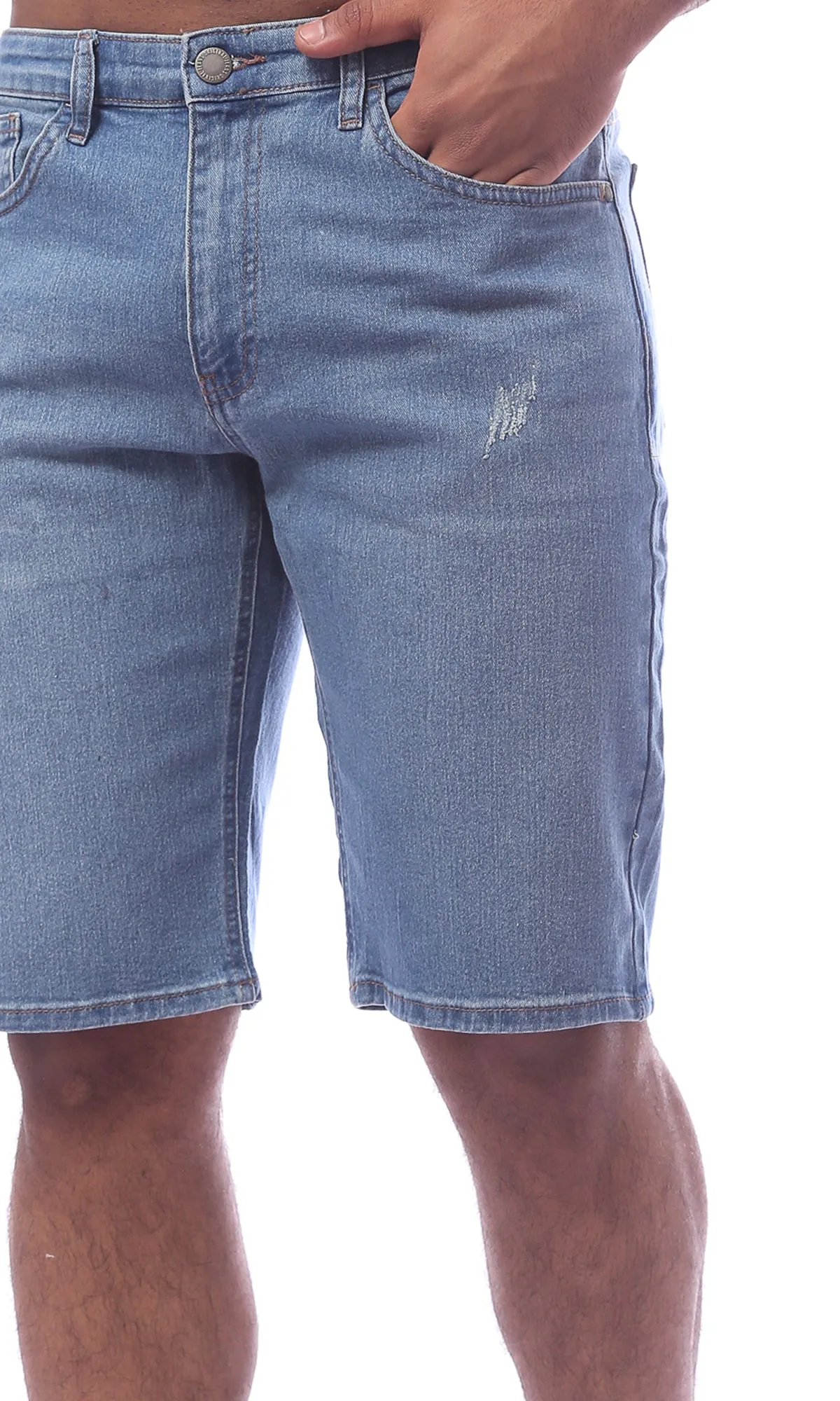 O169722 Light Blue Regular Fit Jeans Shorts