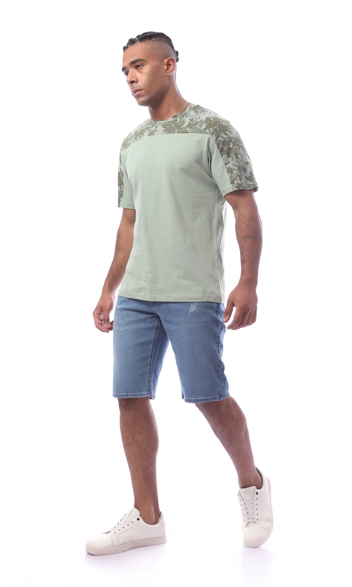 O169722 Light Blue Regular Fit Jeans Shorts